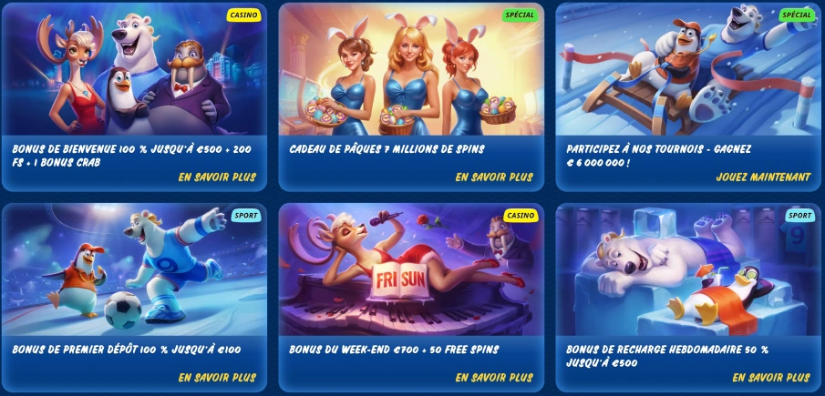 Bonus offerts par SG Casino